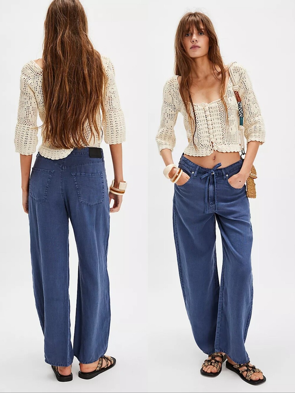 Citizens Of Humanity Brynn Linen Trouser Deep Indigo Blue Jean Pants 27 Trousers